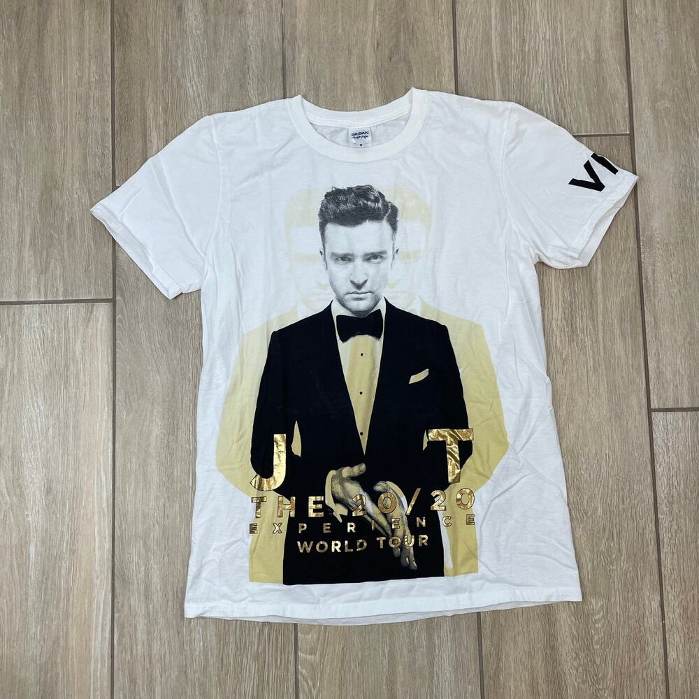 Justin Timberlake 20/20 Experience World Tour VIP Graphic Tee Metallic Gold M